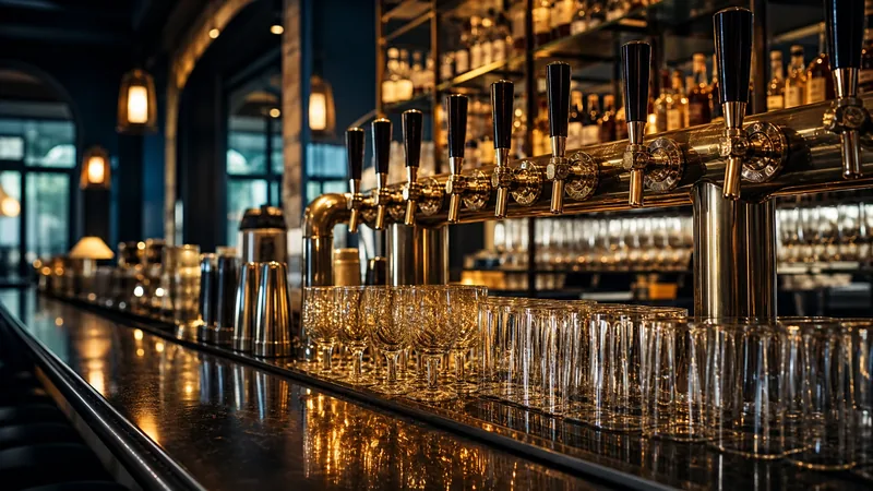 Tap handles and glassware on a polished bar, How to Open a Bar in West Virginia