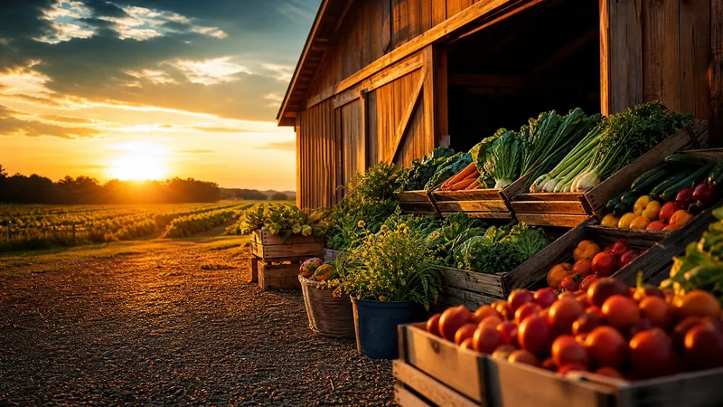 Farm stand with crates of produce beside a barn, How to Start a Hemp Farm or Processor in West Virginia