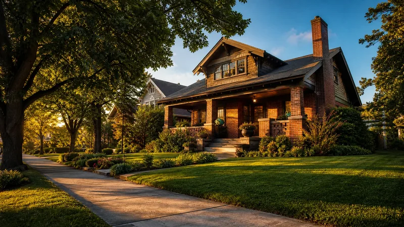 Brick craftsman house on a tree-lined street in golden light, How to Start a Real Estate Brokerage in West Virginia