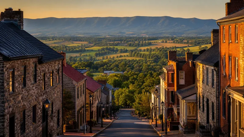 Historic Shenandoah-valley market town street with stone and brick buildings and a blue ridge behind, Martinsburg WV Business License